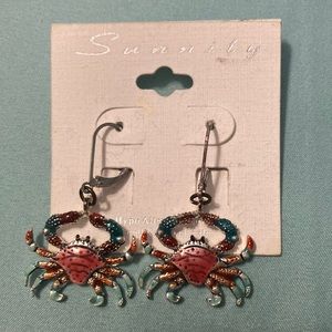 Crab 🦀 earrings, silver color with paint